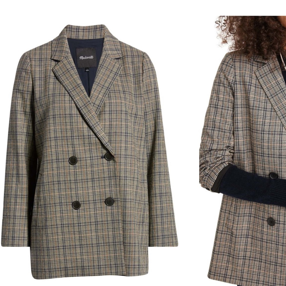 New with tags Madewell Caldwell Miltmore Plaid Double Breasted Blazer